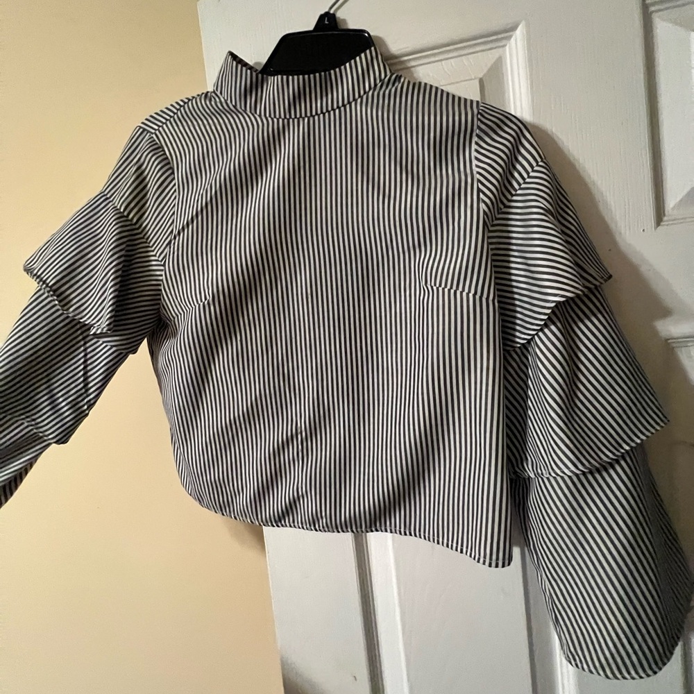 Striped Black and White Women's Blouse